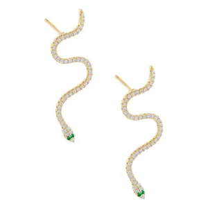 CZ Snake Drop Stud Earring