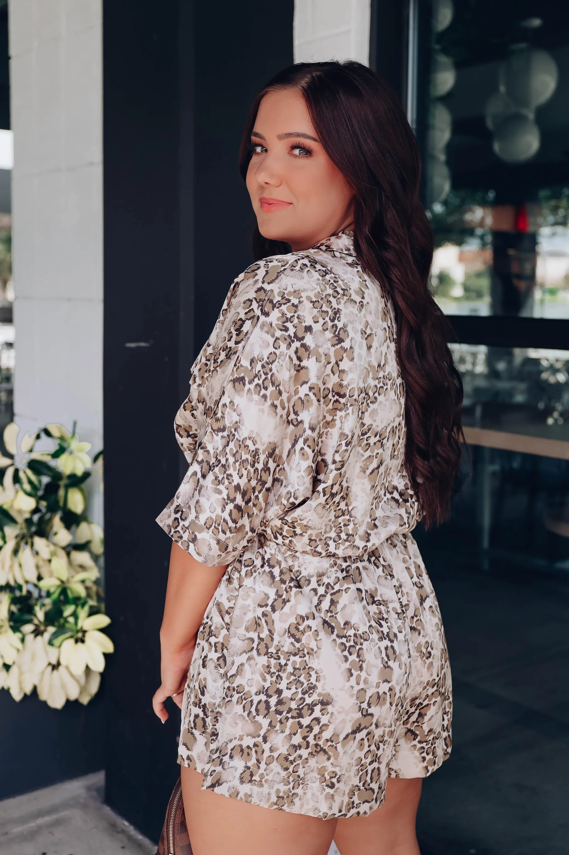 Dahlia Leopard Print Satin Romper