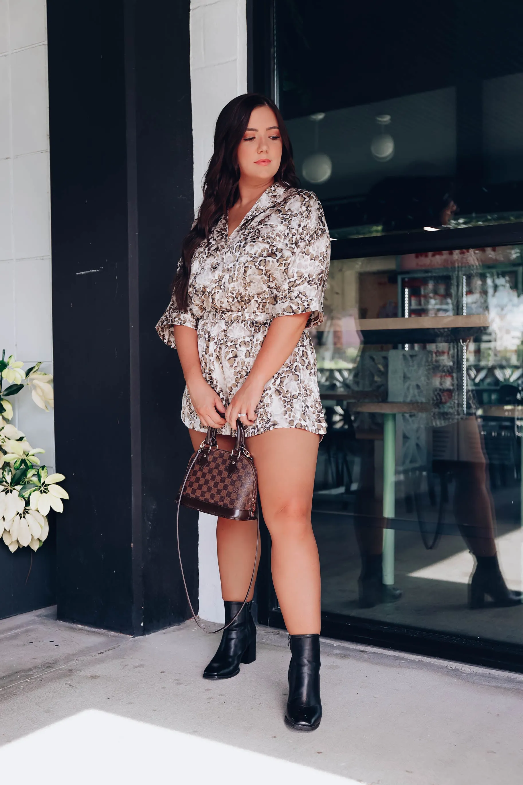 Dahlia Leopard Print Satin Romper