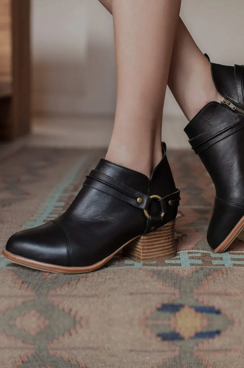 Dasha Low Ankle Booties in Black