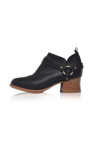 Dasha Low Ankle Booties in Black