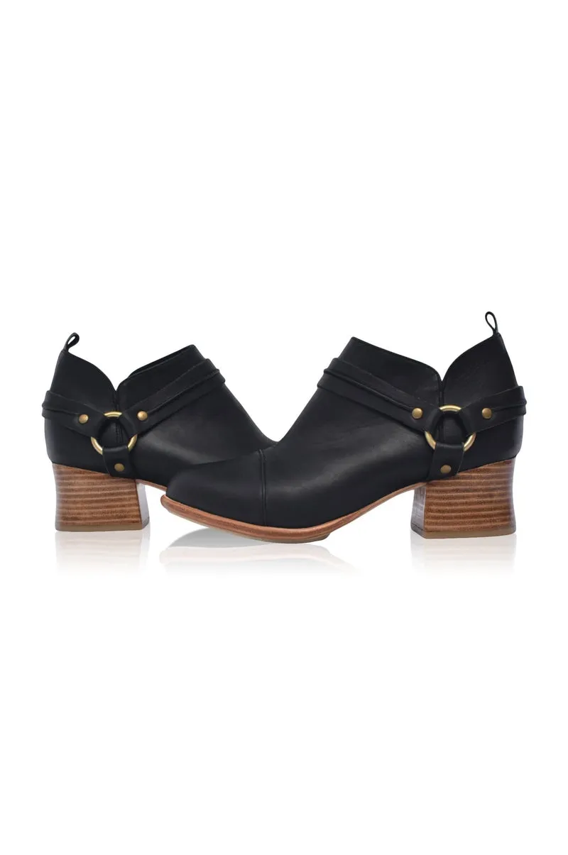 Dasha Low Ankle Booties in Black