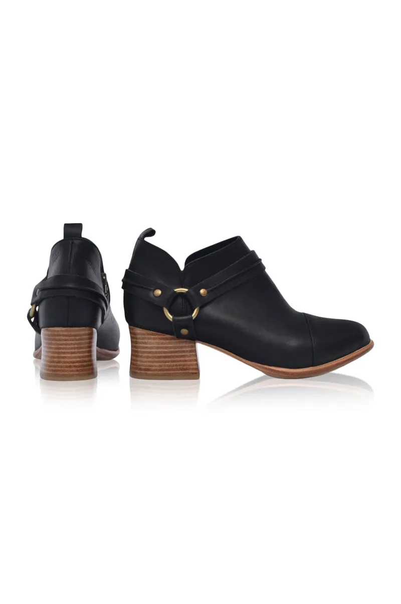 Dasha Low Ankle Booties in Black