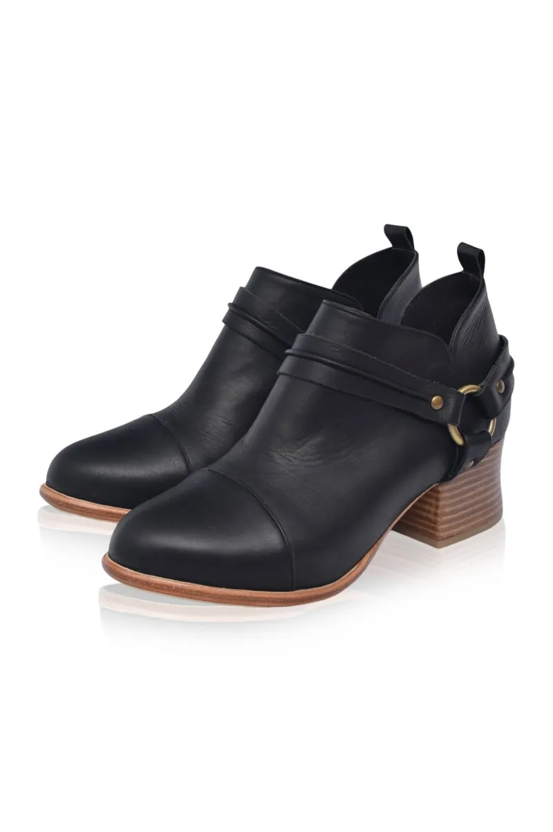 Dasha Low Ankle Booties in Black