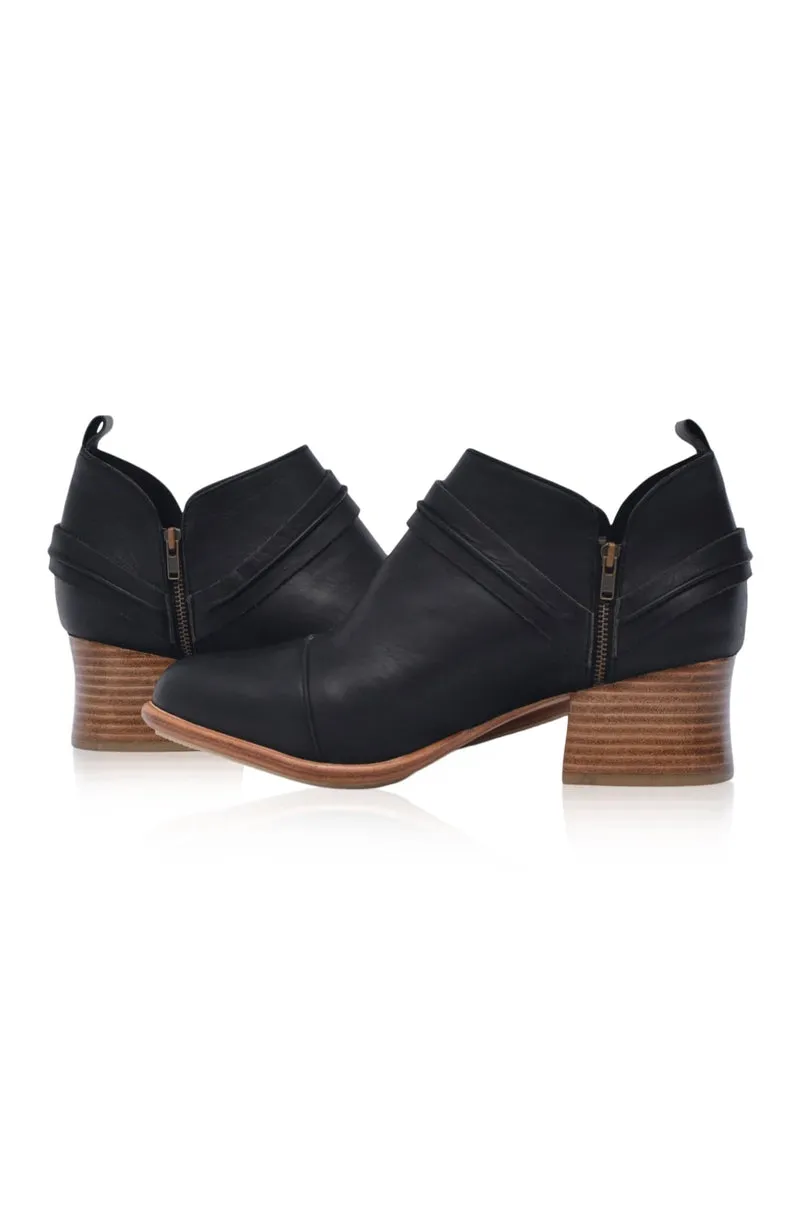 Dasha Low Ankle Booties in Black