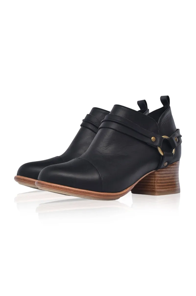 Dasha Low Ankle Booties in Black