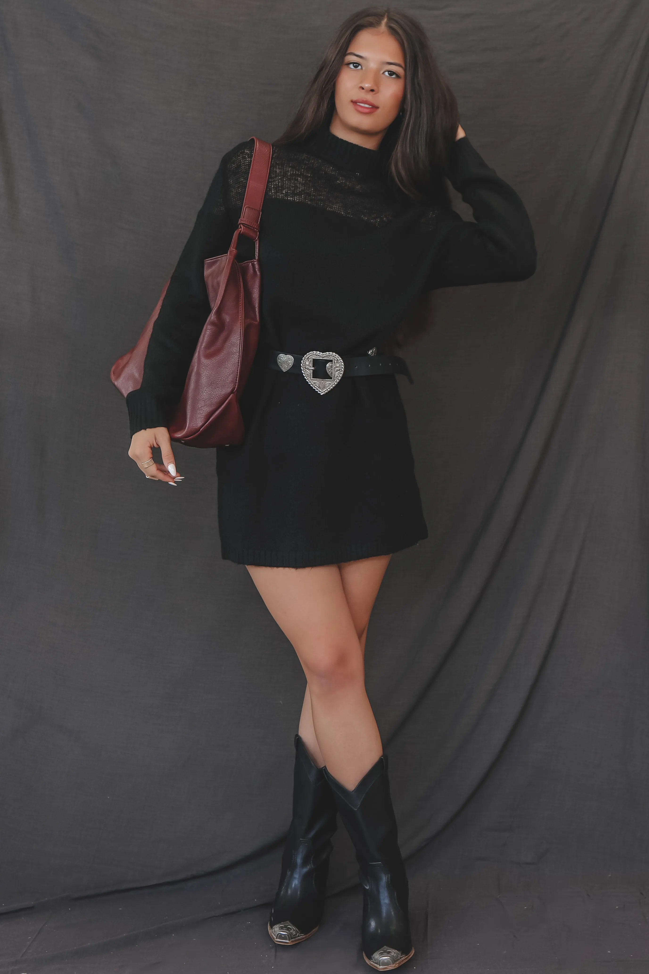 DEAL Keeping It Hot High-Neck Knit Sweater Dress