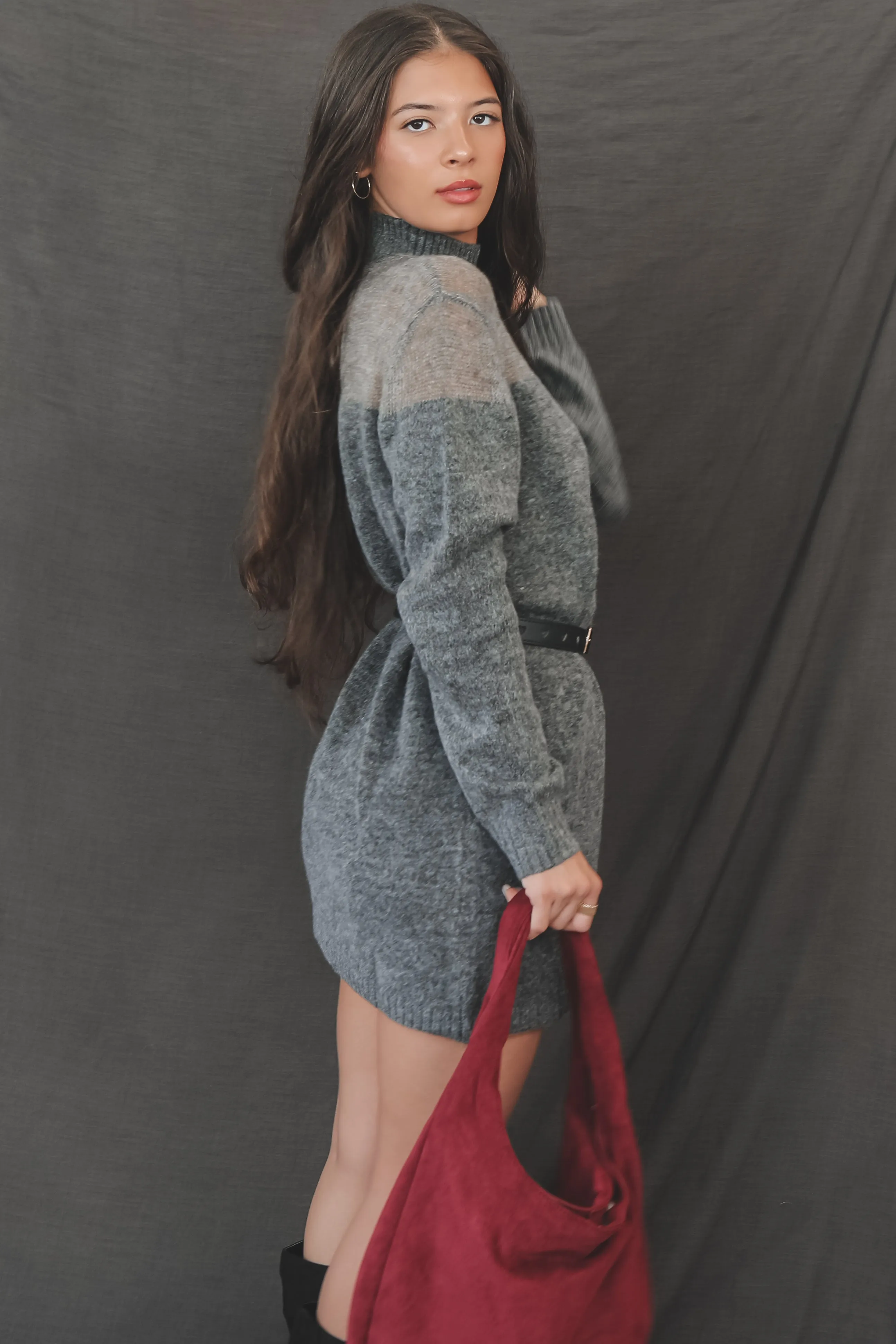 DEAL Keeping It Hot High-Neck Knit Sweater Dress