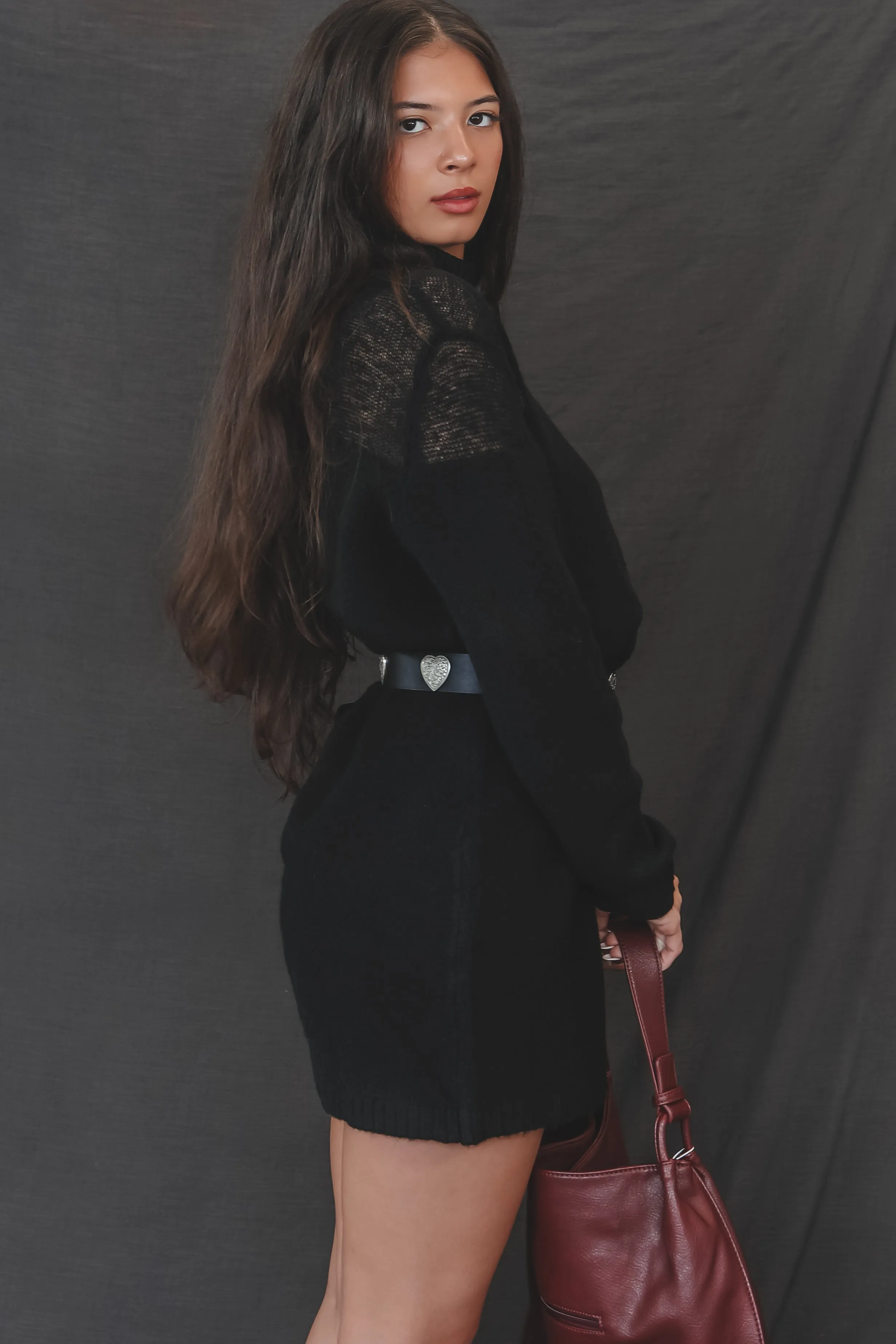 DEAL Keeping It Hot High-Neck Knit Sweater Dress