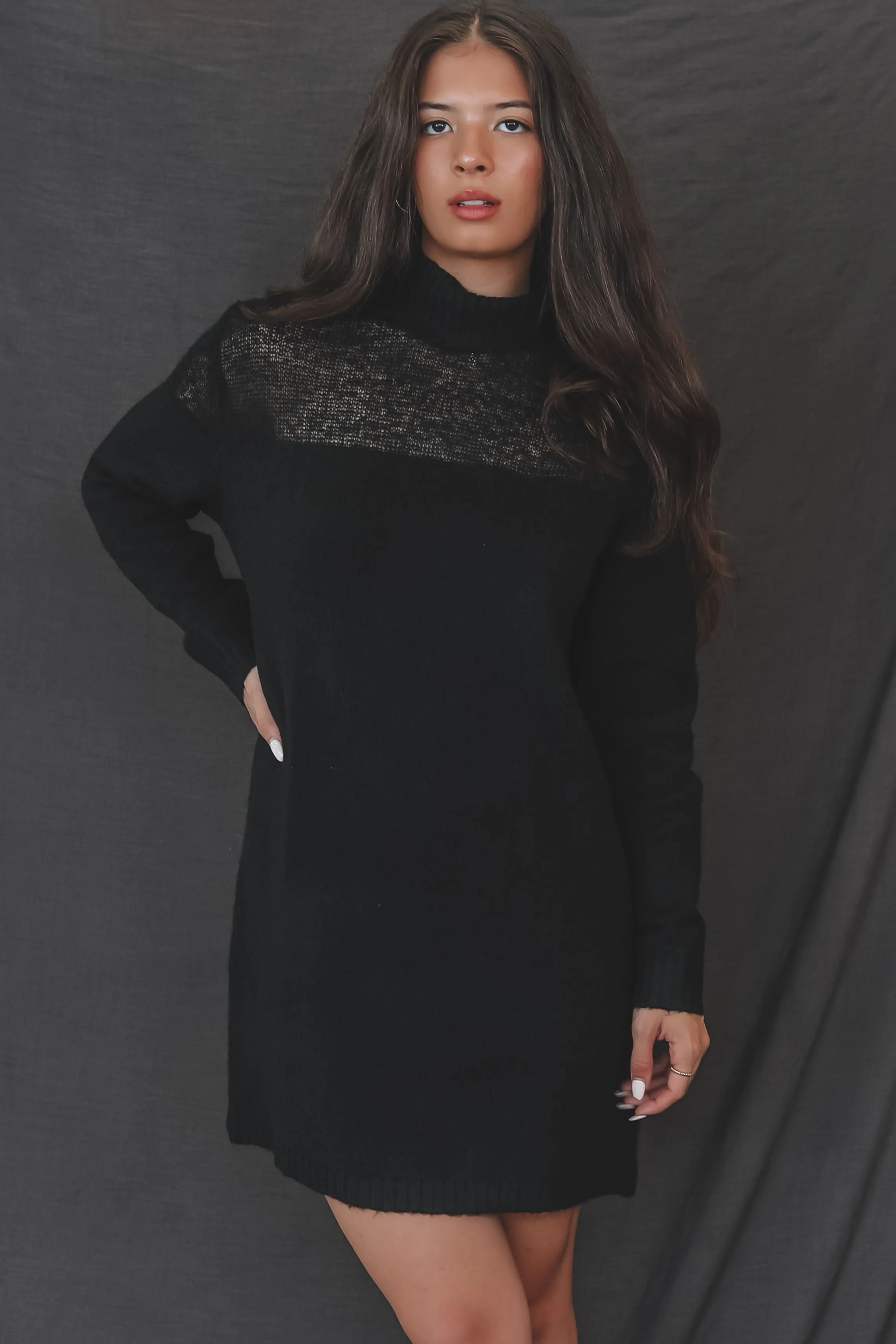 DEAL Keeping It Hot High-Neck Knit Sweater Dress