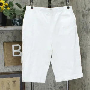 Denim & Co. How Timeless Stretch Twill 2 Pocket Pedal Pushers White XL
