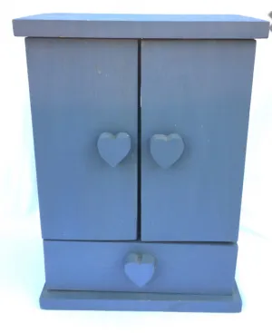 Diminutive Wooden Country Chic Blue 3-door Cabinet