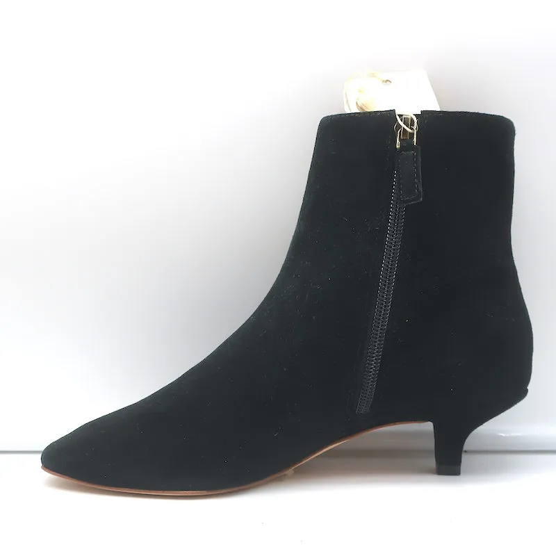 Doen Anouk Ankle Boots Black Suede Size 37.5 Kitten Heel Booties NEW