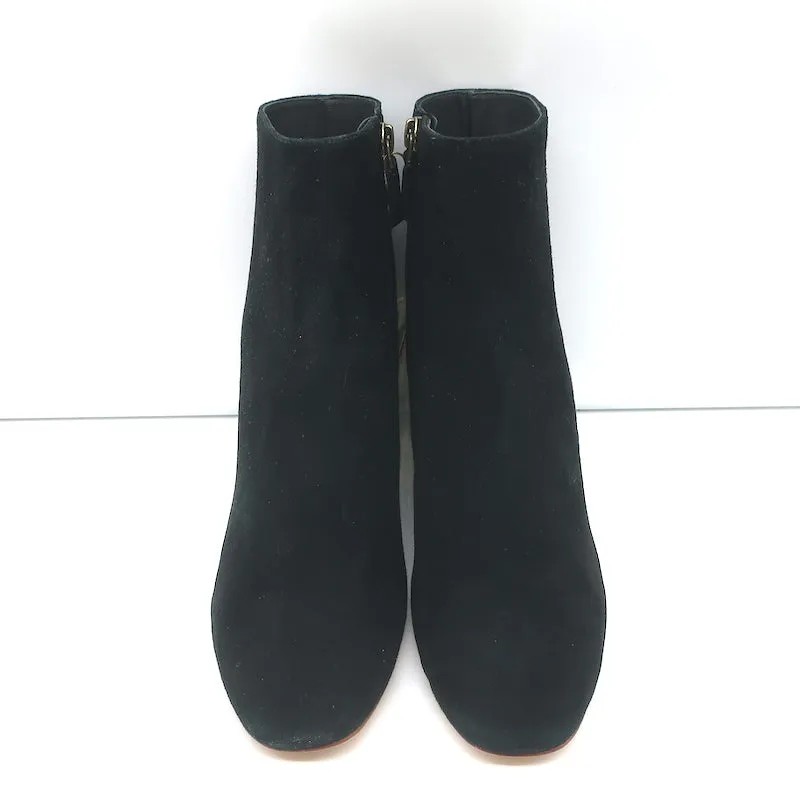 Doen Anouk Ankle Boots Black Suede Size 37.5 Kitten Heel Booties NEW