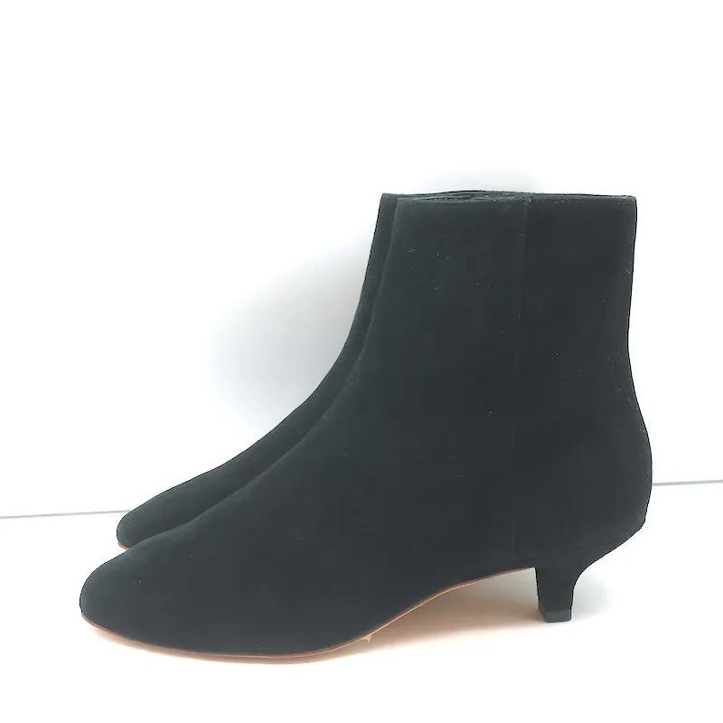 Doen Anouk Ankle Boots Black Suede Size 37.5 Kitten Heel Booties NEW
