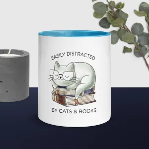 Easily Distracted By Cats & Books Mug