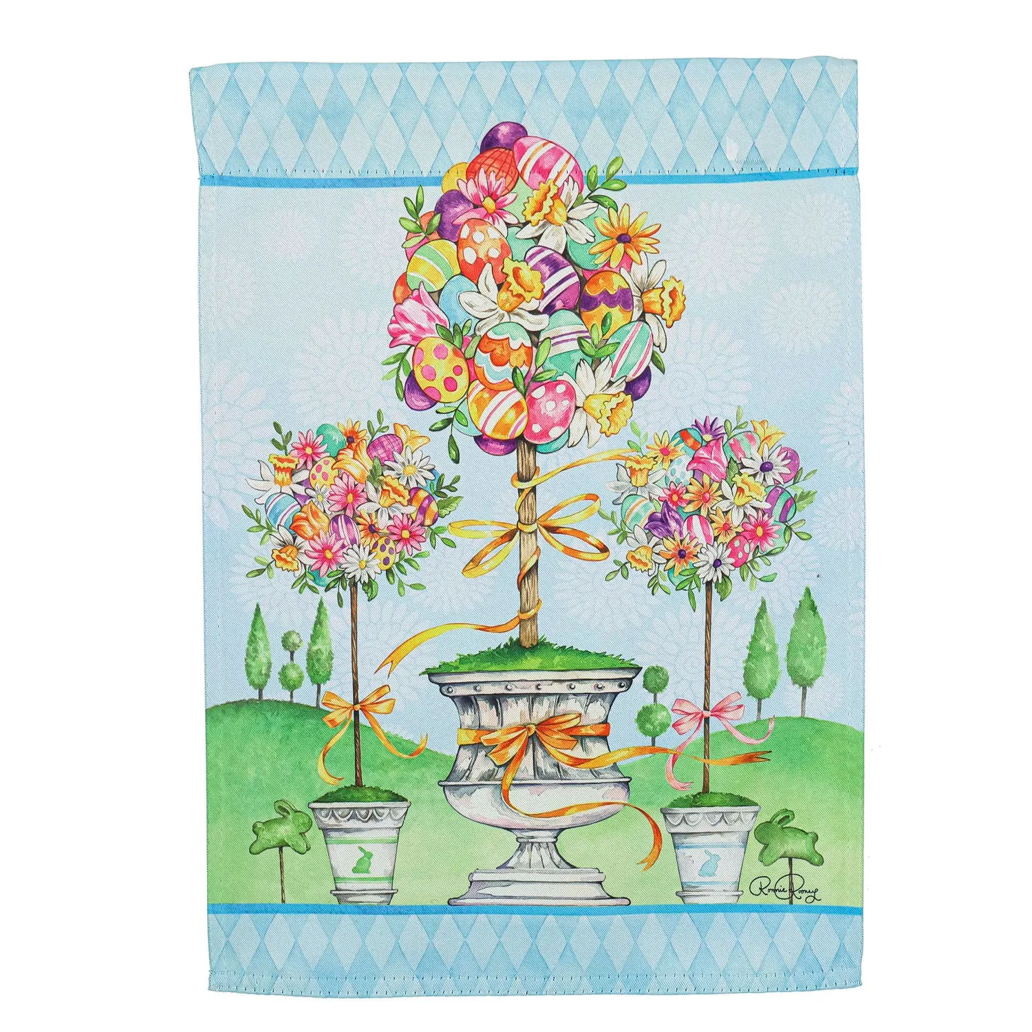 Easter Chick Topiary Garden Suede Flag,14s10257