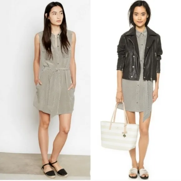 EQUIPMENT Jody Olive Green Silk Geo Shirt Dress