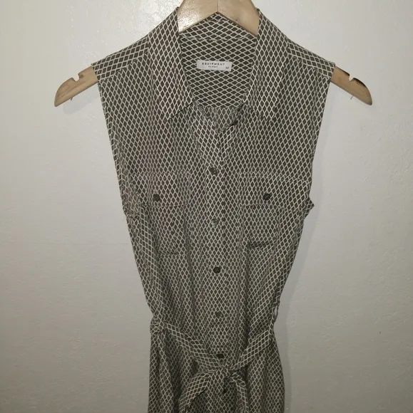 EQUIPMENT Jody Olive Green Silk Geo Shirt Dress