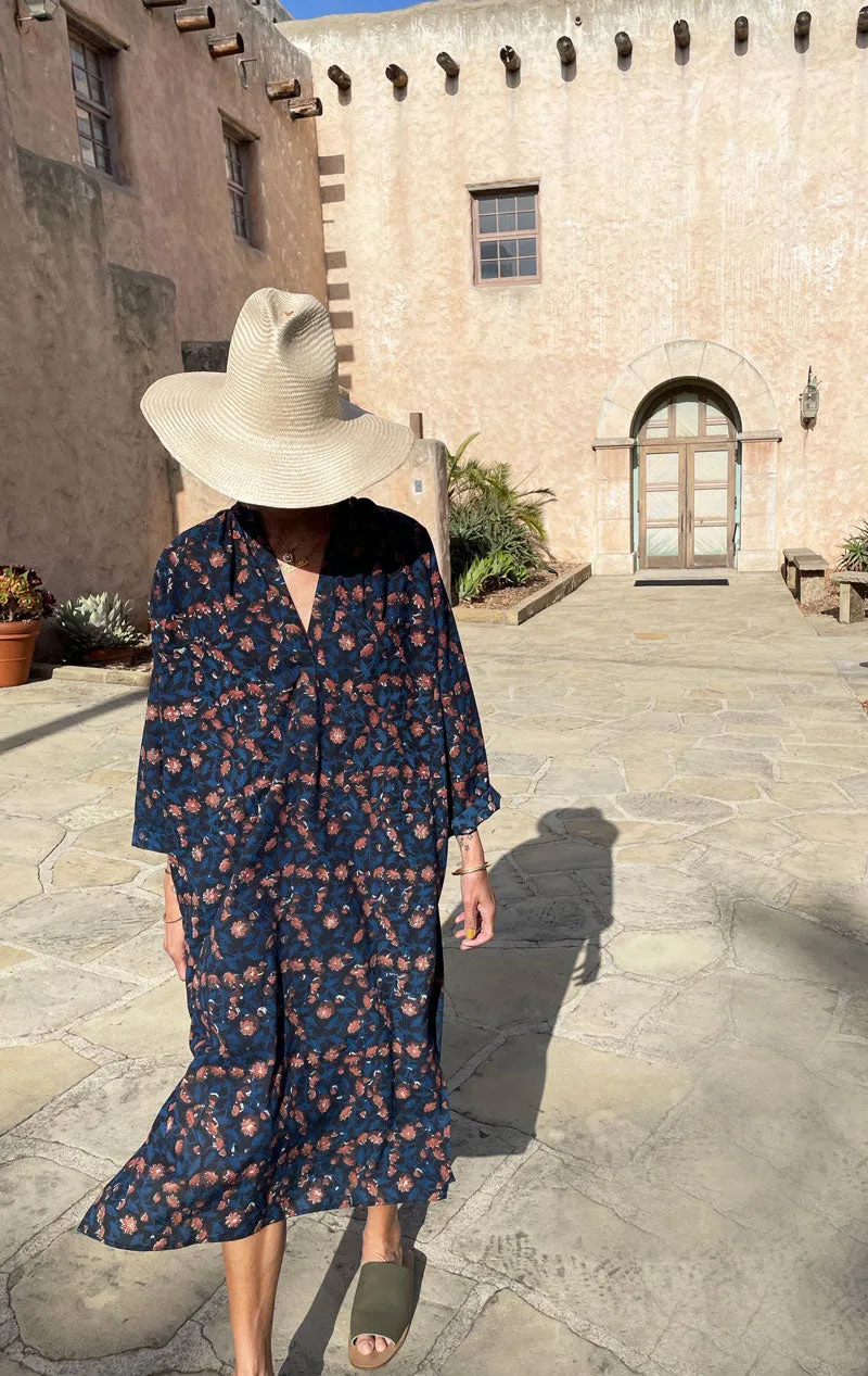 Floral Dabu Pocket caftan
