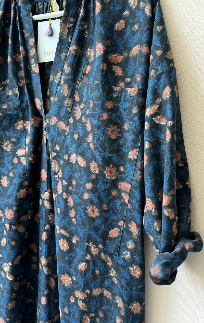 Floral Dabu Pocket caftan