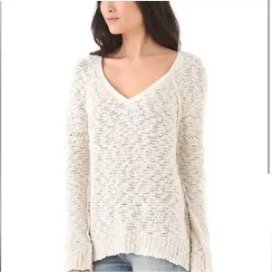 Free People Songbird Ivory Boucle knit Pullover Sweater XS