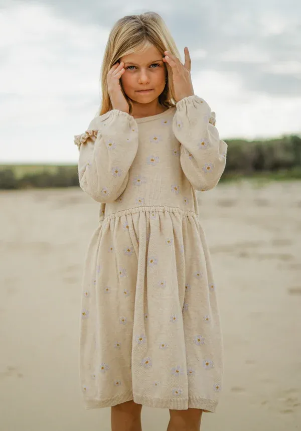 Frill Knit Dress - Lavender Bouquet