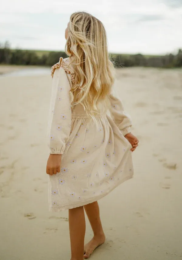 Frill Knit Dress - Lavender Bouquet
