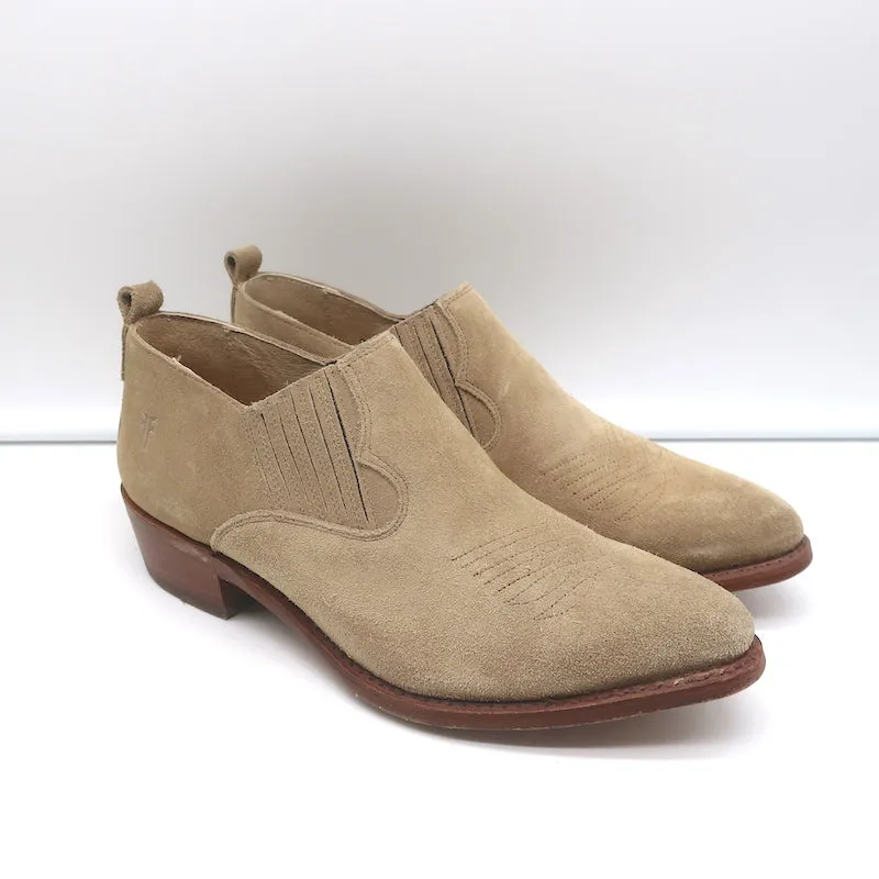 Frye Billy Shootie Boots Beige Suede Size 8.5 Western Booties