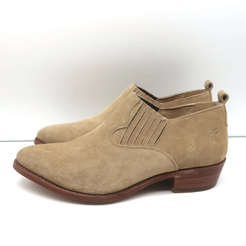Frye Billy Shootie Boots Beige Suede Size 8.5 Western Booties