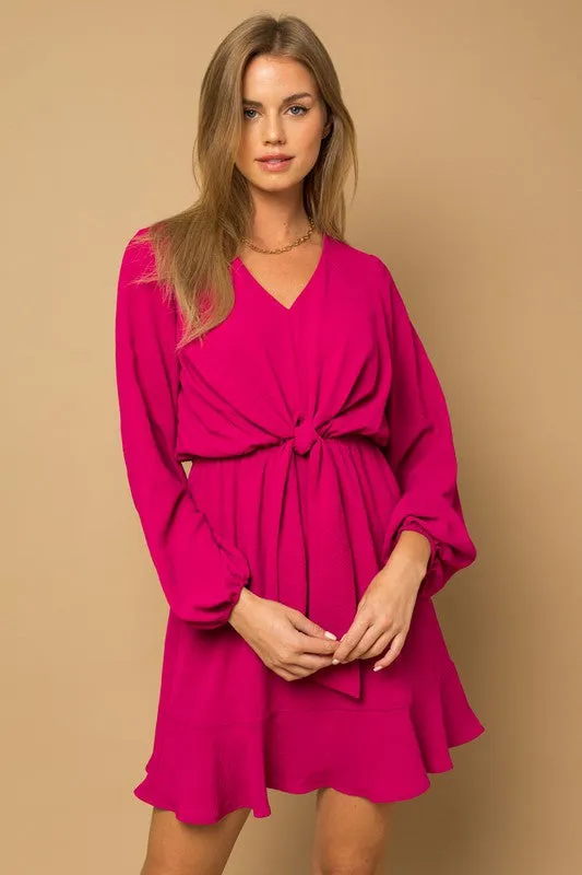 Fun in Fuchsia Tie Waist Dress