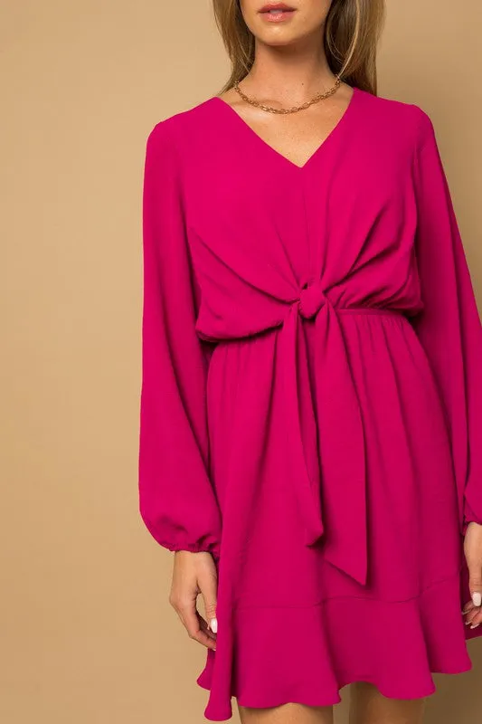 Fun in Fuchsia Tie Waist Dress
