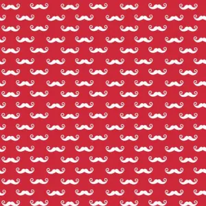 Geekly Chic Geekly Small Mustache on red by Riley Blake Designs