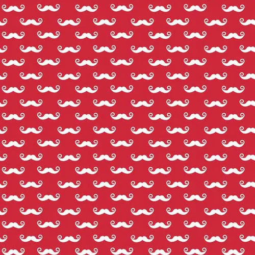 Geekly Chic Geekly Small Mustache on red by Riley Blake Designs