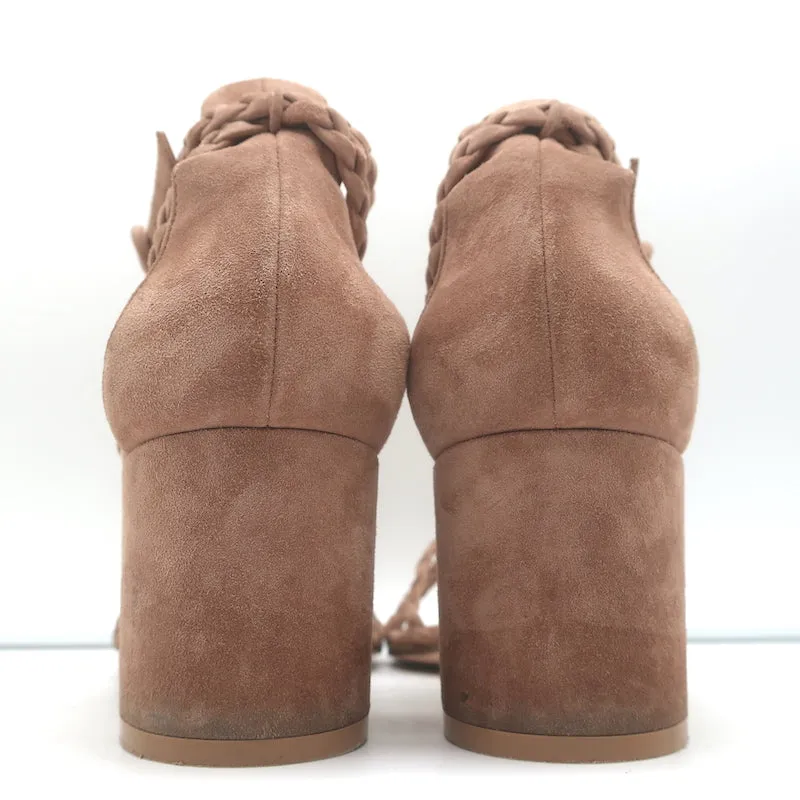 Gianvito Rossi Sandals Liya Dusty Rose Braided Suede Size 40 Ankle Strap Heels
