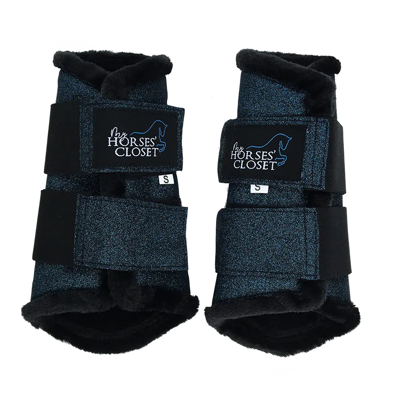 Glitter Sparkly Brushing Dressage Boots Midnight Blue