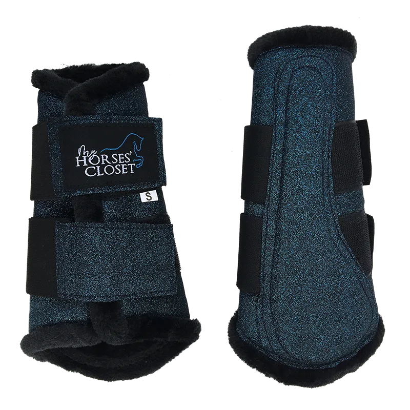 Glitter Sparkly Brushing Dressage Boots Midnight Blue