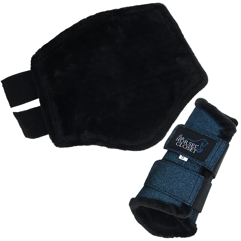 Glitter Sparkly Brushing Dressage Boots Midnight Blue