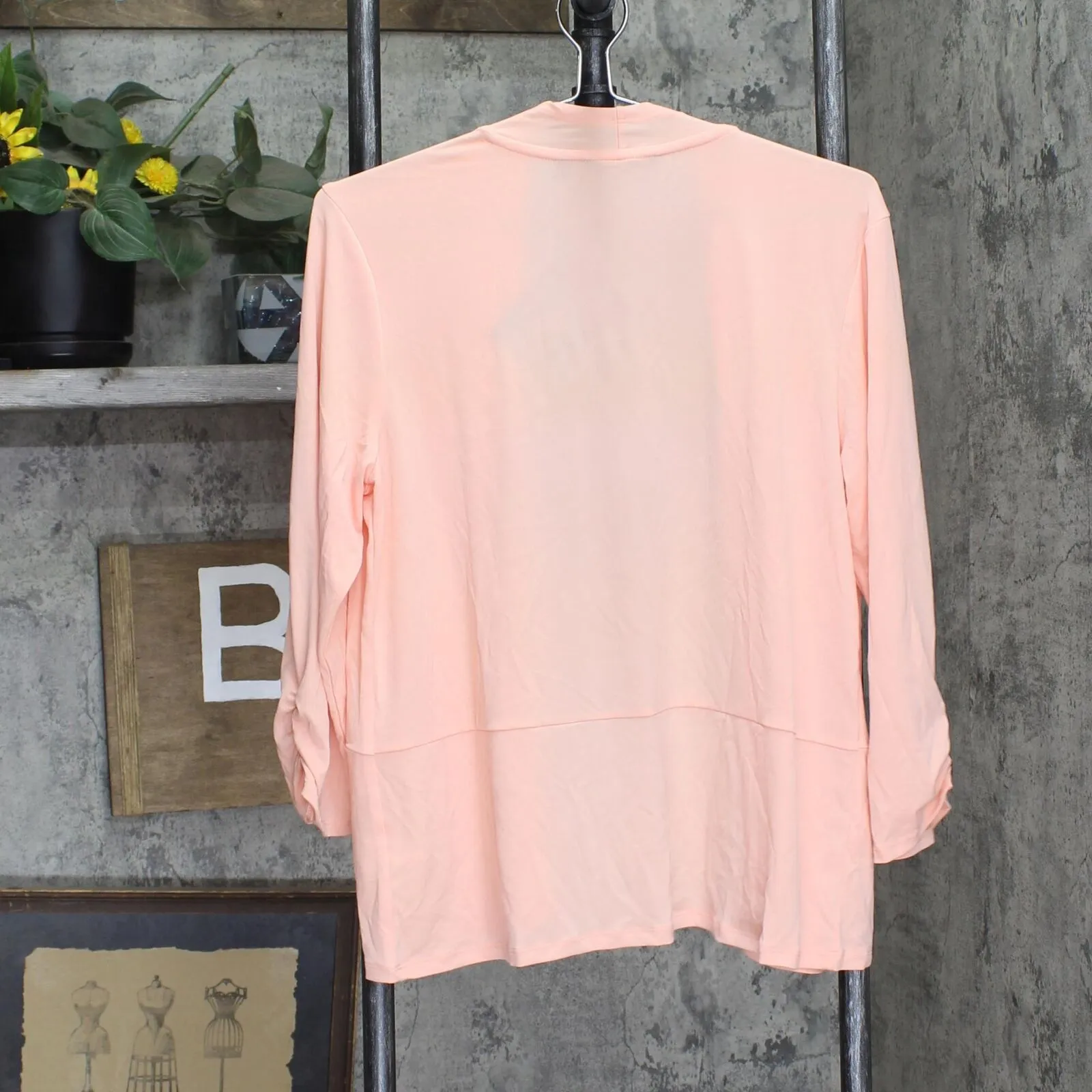Global Chic By Iman Womens Boho Chic Drape Front Cardigan Peach Orange Pink L