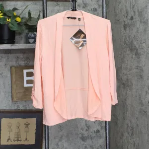 Global Chic By Iman Womens Boho Chic Drape Front Cardigan Peach Orange Pink L