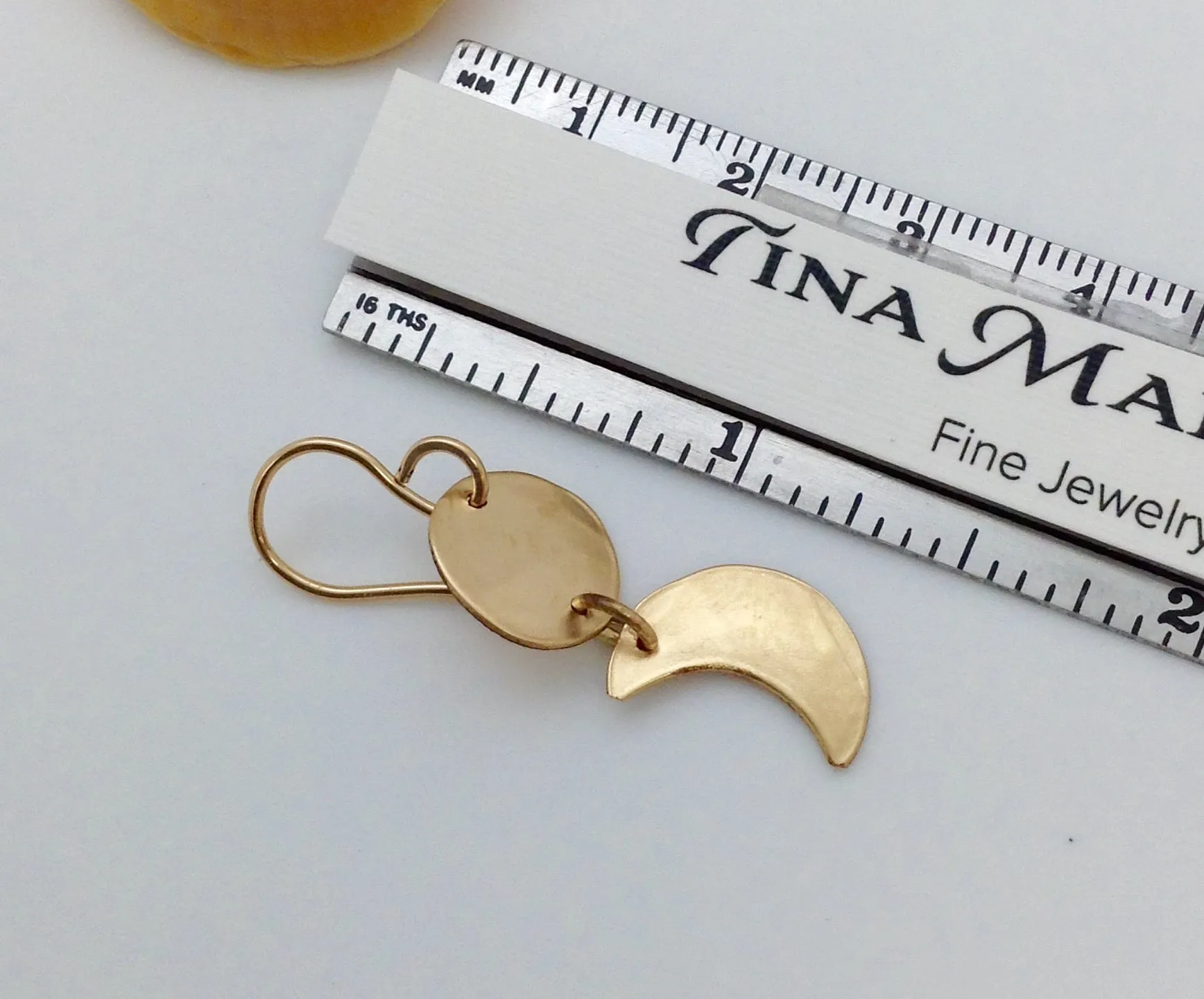 Gold Shimmer Crescent Moon Earrings