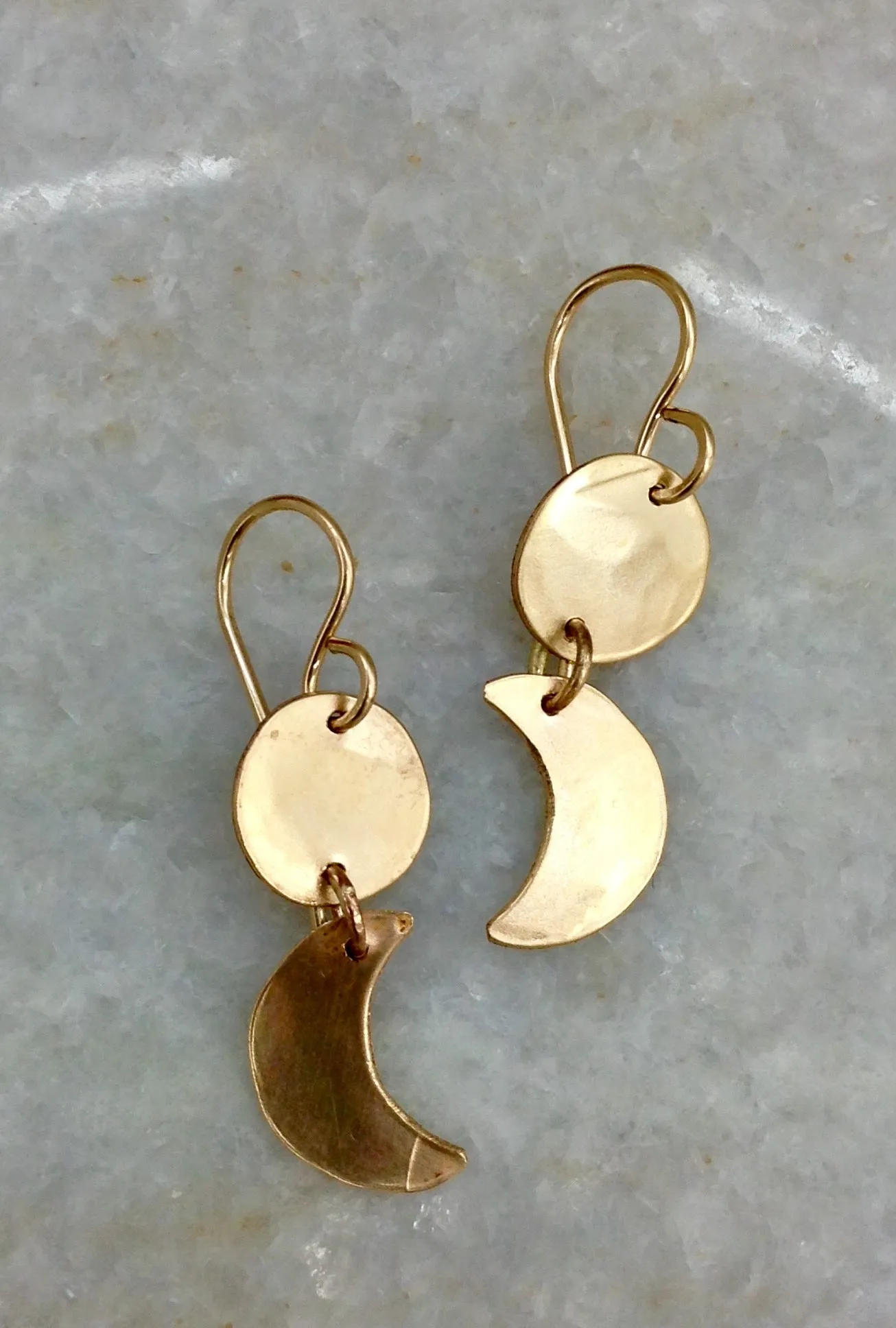 Gold Shimmer Crescent Moon Earrings