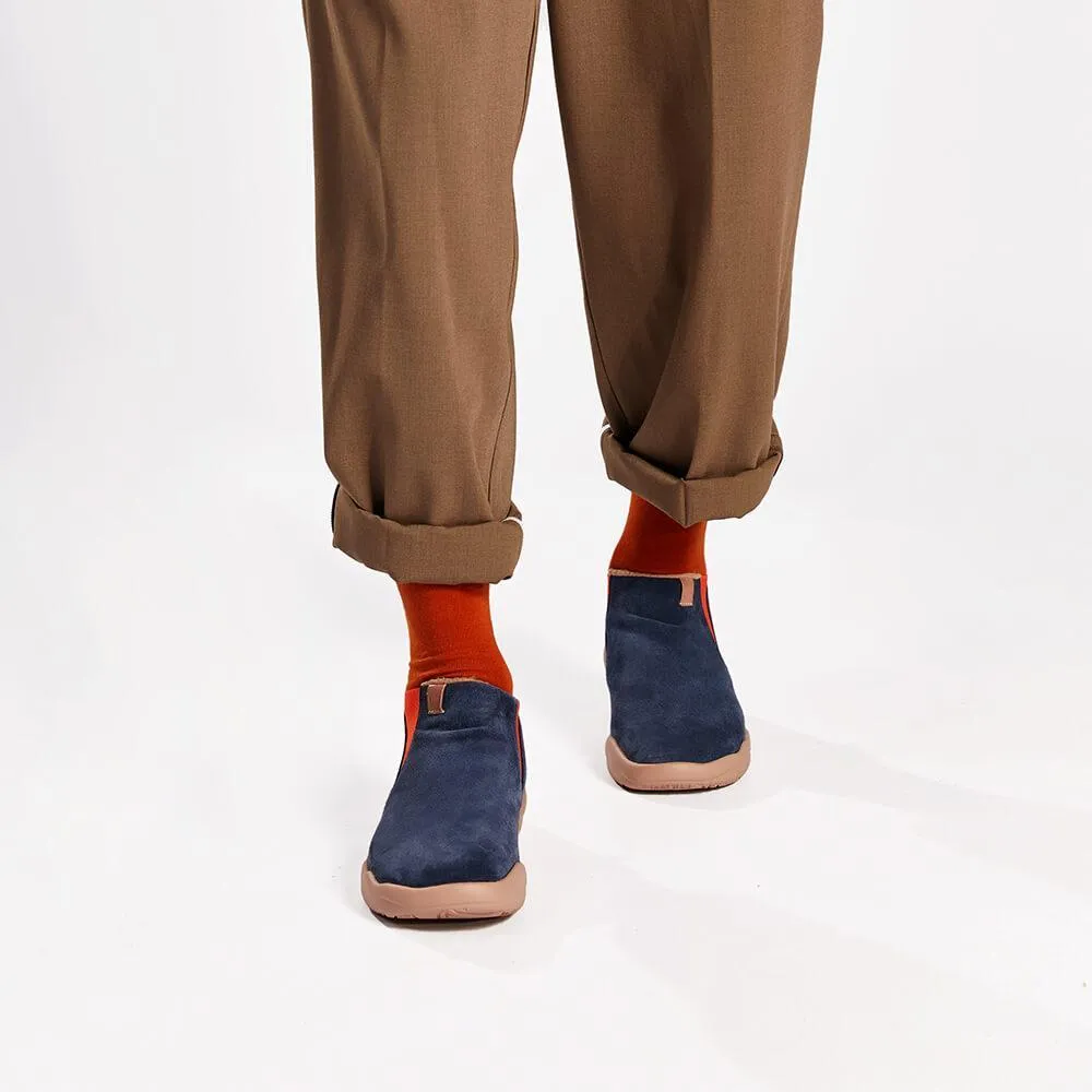 Granada Deep Blue Cow Suede Boots Men