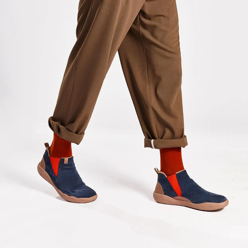 Granada Deep Blue Cow Suede Boots Men