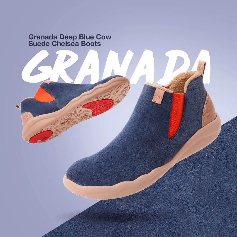 Granada Deep Blue Cow Suede Boots Men
