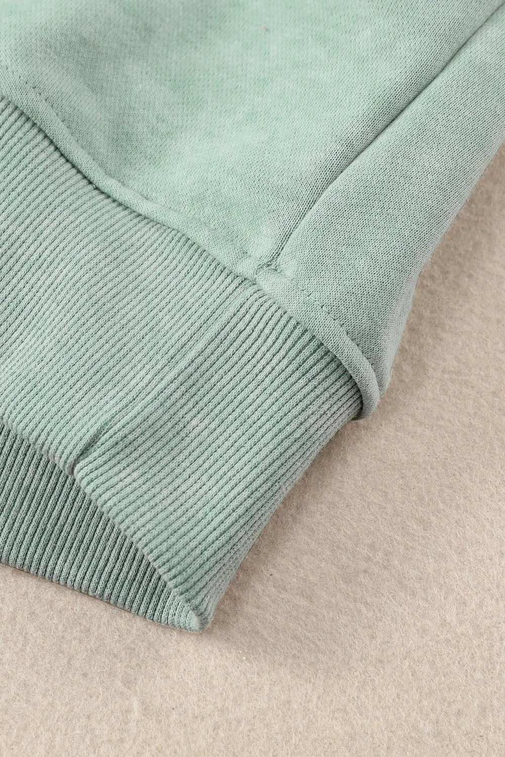 Green-2 Washed Snap Buttons Lantern Sleeve Pullover Sweatshirt