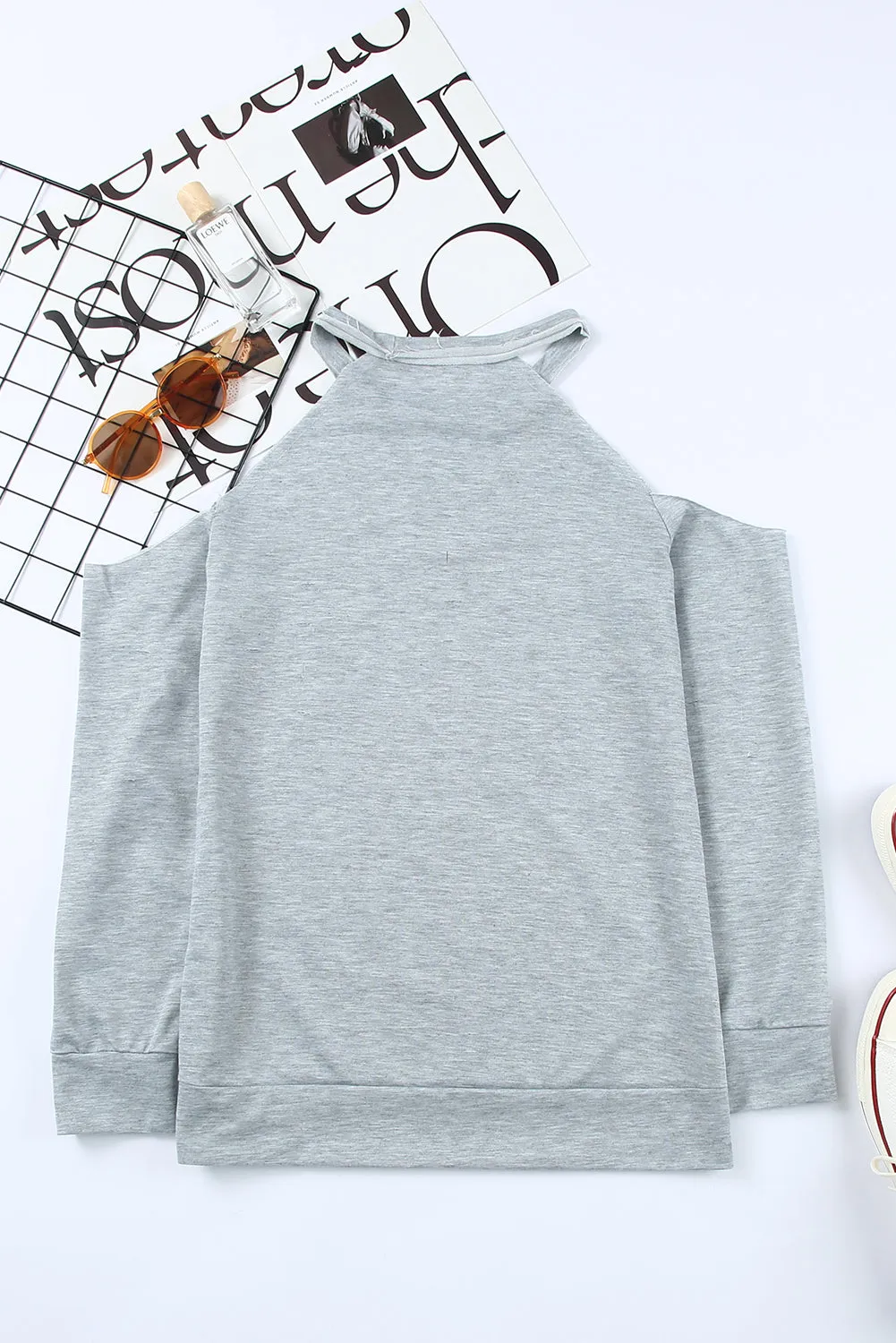 Halloween Graphic Cold-Shoulder Distressed Sweatshirt