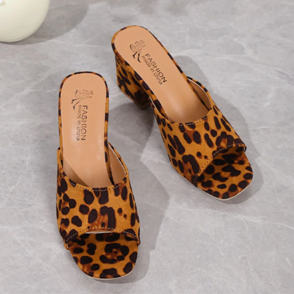 Hazel Blues® |  Leopard Block Heel Suede Sandals