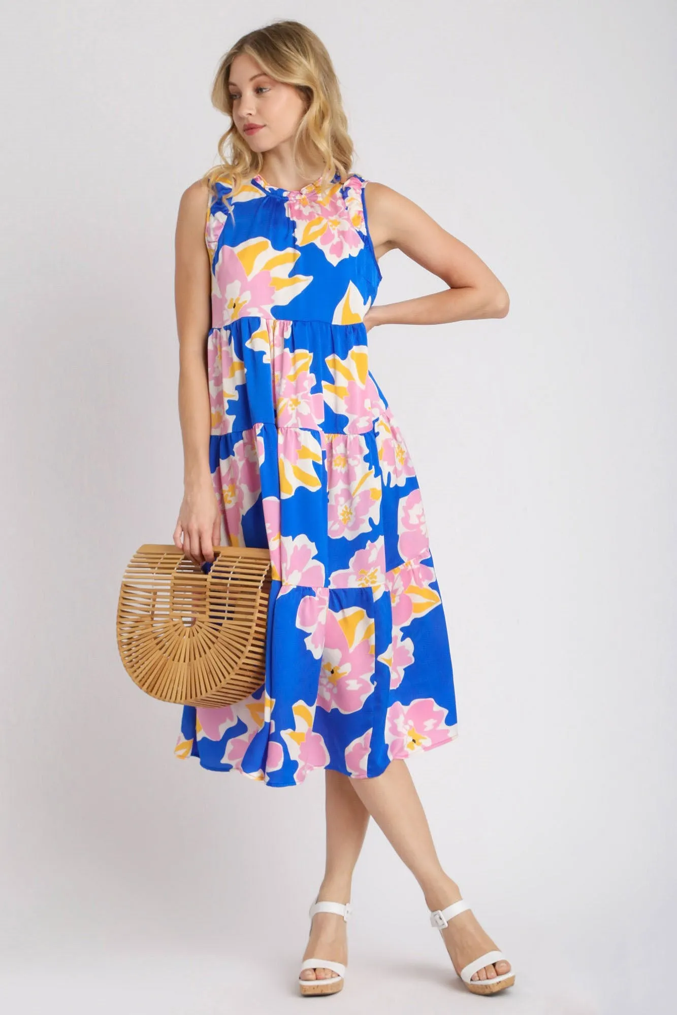 Hazel Blues® | Umgee Floral Tiered Midi Tank Dress
