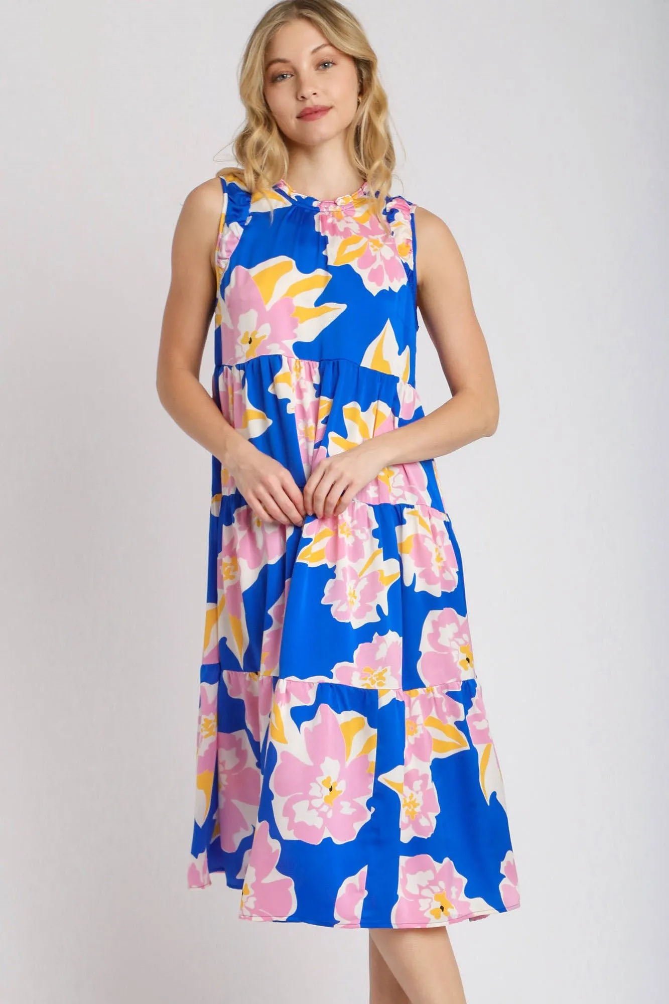 Hazel Blues® | Umgee Floral Tiered Midi Tank Dress